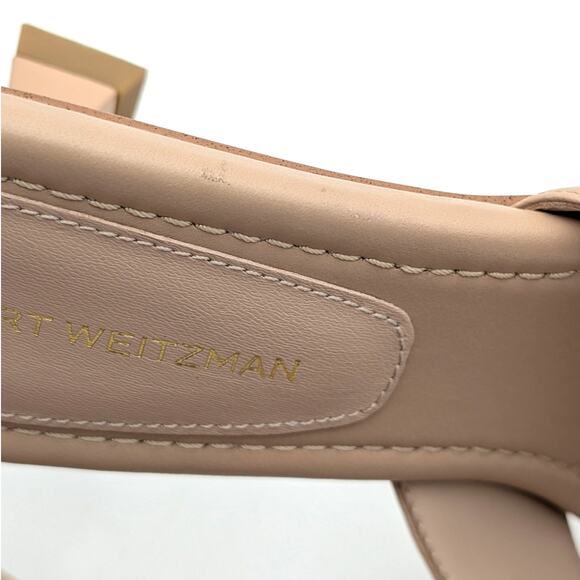 Stuart Weitzman Miami 50 Slide Sandal Women's Golden Beige Size US7 EU38 - Picture 9 of 12